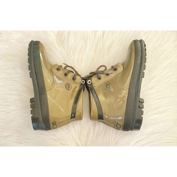 Sporto Womens Thermolite Olive Green Lace Up Duck Boot sz 7 Rain Garden Vinage - Picture 1 of 8
